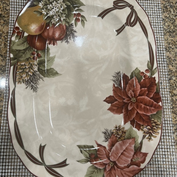 222 Fifth Yuletide Celebration Oval Serving Platter - 3 available - Picture 1 of 7